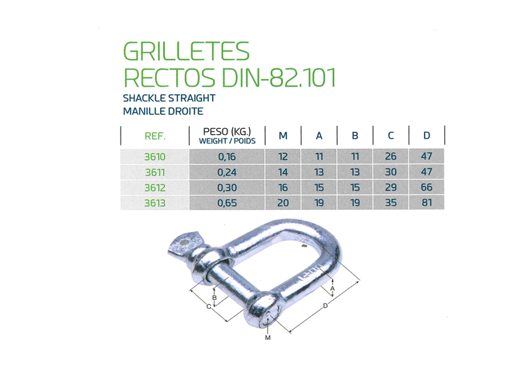 Grillete recto DIN-82.101